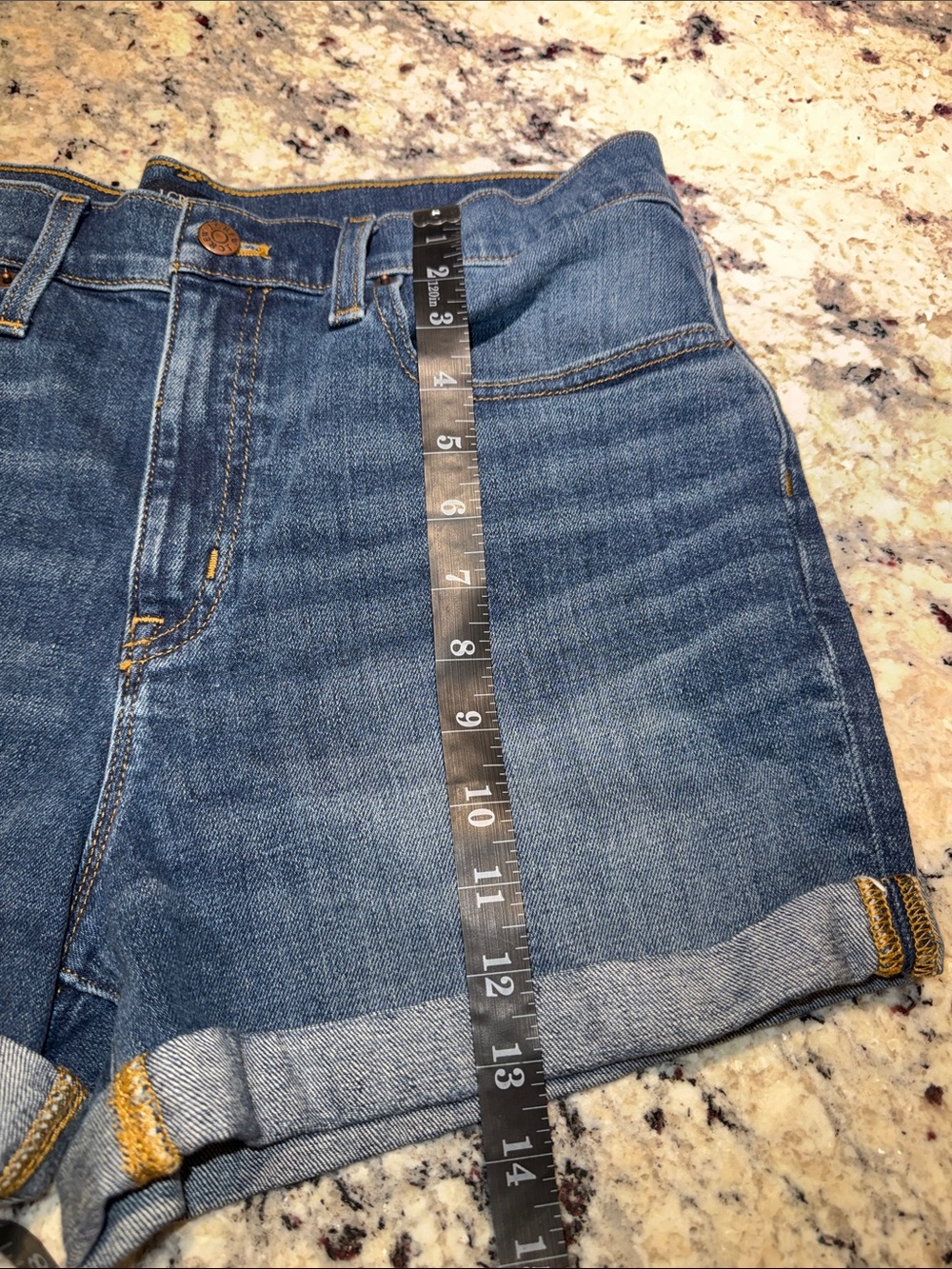 J. Crew Mid-Blue Rolled Hem Denim Shorts - Picture 6 of 10